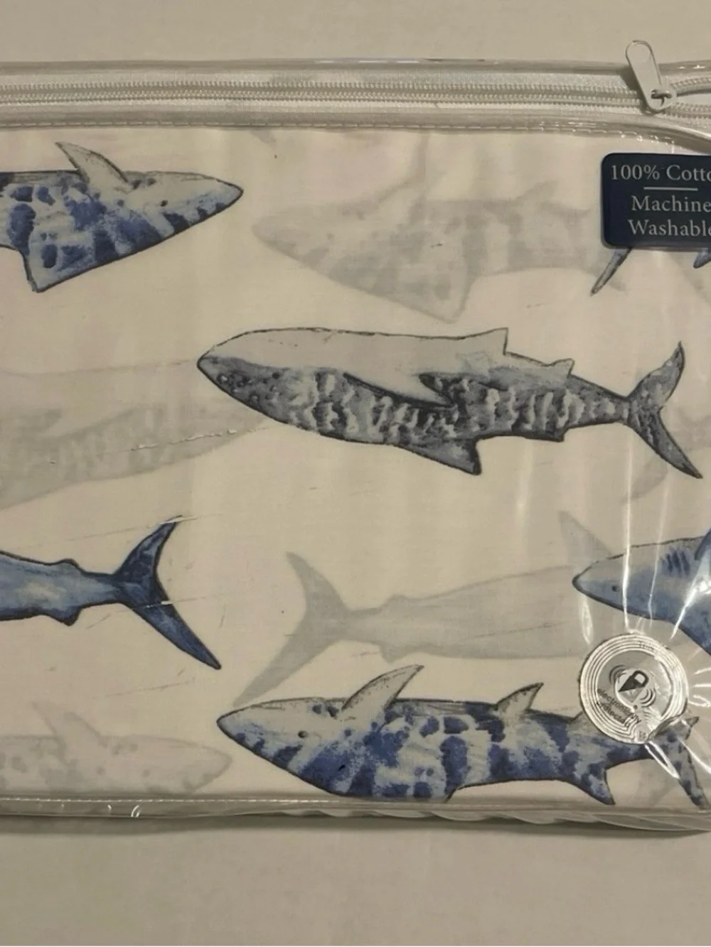 BOAT HOUSE for Kids Blue Shark Twin Sheet Set New. 100% cotton